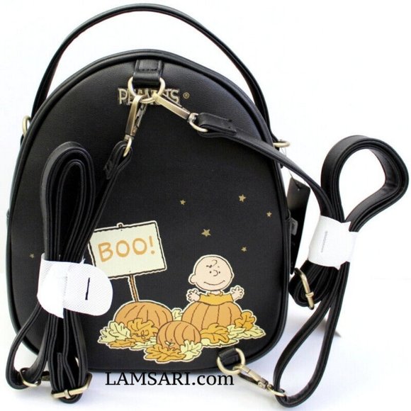 Peanuts Snoopy & Woodstock The Great Pumpkin Convertible Light-Up Mini Backpack - Picture 4 of 7